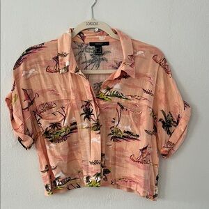 Forever 21 Peach Tropical Print Shirt